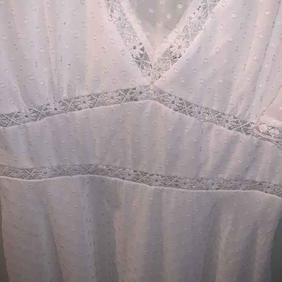 Lulus Fairytale Romance Swiss Dot Sheer Cut Out Tie Back Mini Dress White Medium - Picture 11 of 11